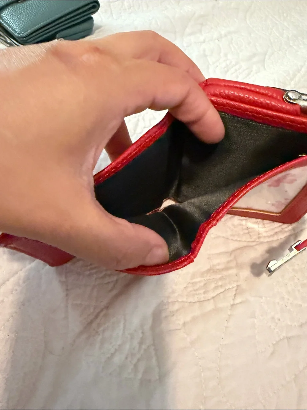 Red Leather Compact Wallet - Unbranded